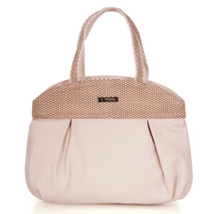 Beige Textured Top-Handle Handbag for Women