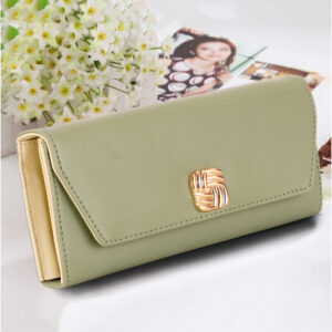 Sage Green Knot-Detail Long Wallet for Women