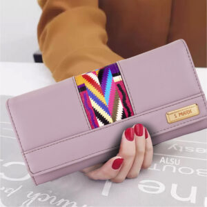Lavender Ethnic Stripe Long Wallet for Women