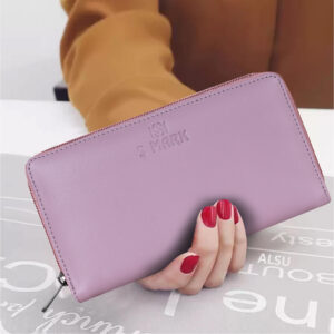 Blush Pink Zip-Around Long Wallet for Women